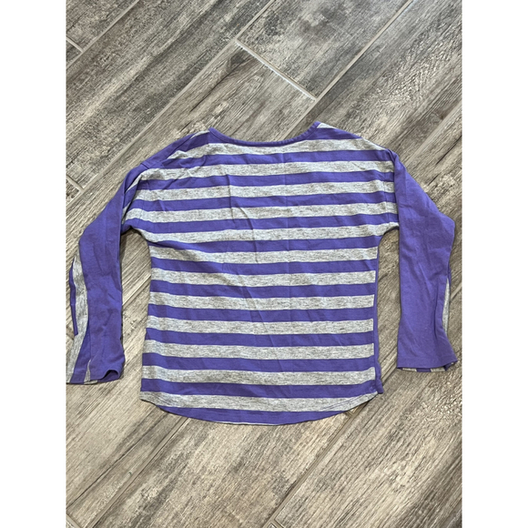 Justice Star Sequin Top‎ Long Sleeve Purple Gray Stripe Girls Size 7 - Picture 3 of 5
